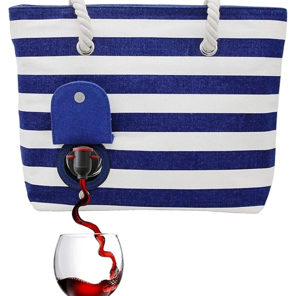 Porto Vino Canvas Wine Tote Bag with Hidden Spout & Dispenser Flask, One Size - Picture 9 of 15